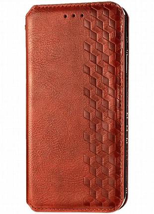 Кожаный чехол-книжка getman cubic (pu) для xiaomi redmi 9c красный