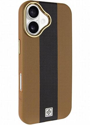 Кожаный чехол rally with magnetic fit для apple iphone 17 (6.3") brown / black