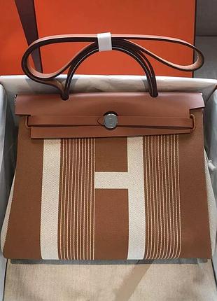 Сумка для жінок hermes herbag коричнева, біла