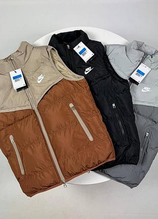 Дутая жилетка nike / nike sport vest / жилетка найк с карманами / мужская безрукавка nike / стильная жилетка nike / брендовая дута жилетка найк / деми