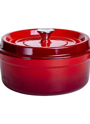 Кокотница чугунная эмалированная 5,5 л, красный yiwu hp-flg-5 red
