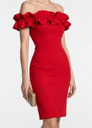 Сукня міді жіноча zara червона з відкритими плечима