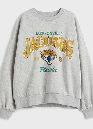 Світшот жіночий h&m сірий з принтом jacksonville jaguars florida, розмір s