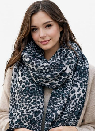 В’язаний шарф-палантин ladies scarf з леопардовим принтом