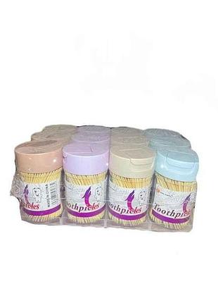 Зубочистки 300шт noм0877 бамбуковые toothpick rong plastic (круглая упаковка) тм china