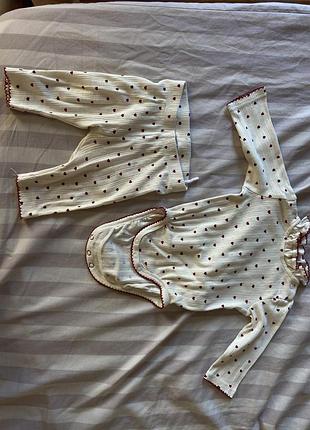 Комплект для дівчаток h&m молочний в сердечка