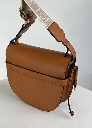 Сумка gate small leather and jacquard shoulder bag brown 5