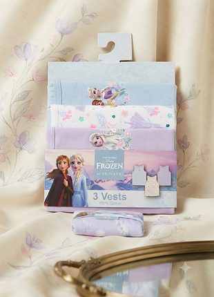 Майки для дівчаток frozen 3 штуки, блакитний, бузковий
