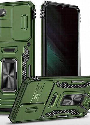 Ударопрочный чехол camshield army ring для samsung galaxy s21 оливковый / army green