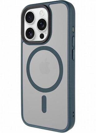 Tpu+pc чехол metal buttons with magnetic fit для apple iphone 15 pro (6.1") зеленый / dark green