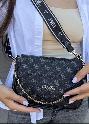 Крос-боді жіноча guess чорна з логотипом