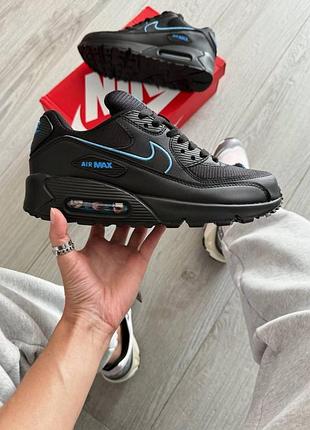 Мужские кроссовки nike air max 90 black university blue / smb+ 🔗