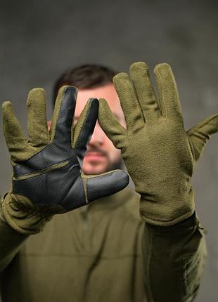 Утеплені тактичні рукавички fleece olive вт4751