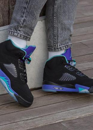 Жіночі кросівки nike air jordan retro 5 black purple / smb+ 🔗