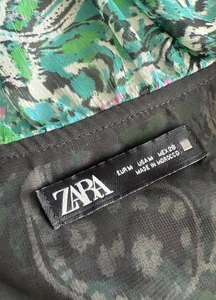Коротка жіноча сукня zara шифонова з рюшами, різнокольорова, розмір m