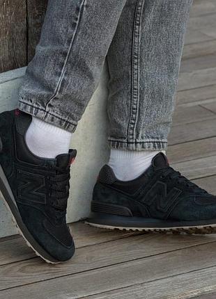 Чоловічі кросівки new balance 574 classic black red / smb+ 🔗