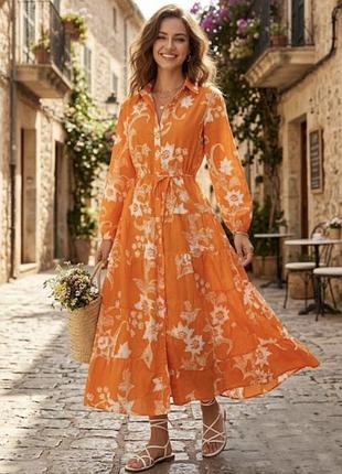 Бавовняна ярусна міді сукня сорочка плаття бавовна per una marks & spencer хлопковое ярусное длинное платье рубашка хлопок