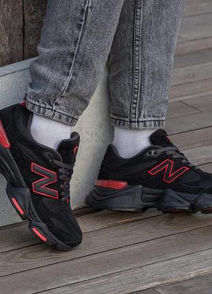 Чоловічі кросівки new balance 9060 black red suede / smb+ 🔗