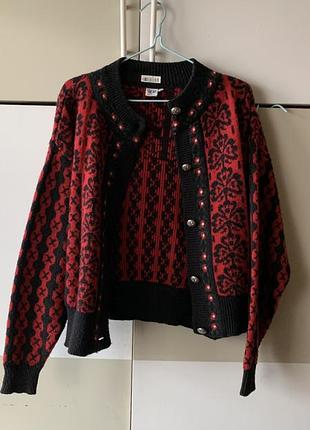 Жіночий кардиган з візерунком червоно-чорний h&m