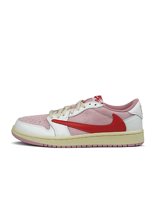 Женские кроссовки nike air jordan 1 low x travis scott sail tropical pink