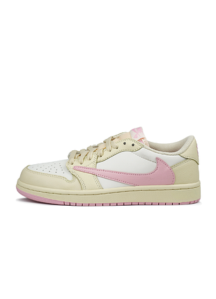 Женские кроссовки nike air jordan 1 low x travis scott shy pink