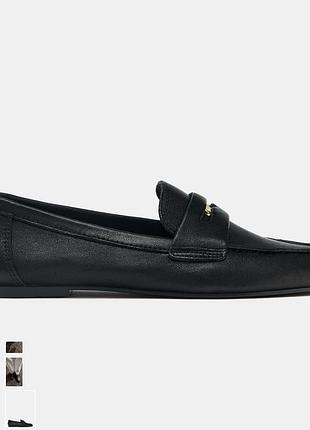Кожаные черные лоферы zara 3