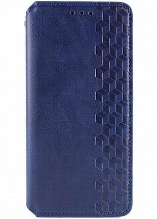 Кожаный чехол-книжка getman cubic (pu) для motorola moto g17 синий