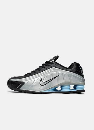 Мужские кроссовки nike shox r4 silver blue / smb+ 🔗