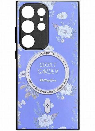 Tpu+pc чехол secret garden with magnetic fit для samsung galaxy s23 ultra lilac