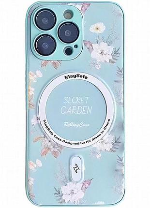 Tpu+pc чехол secret garden with magnetic fit для apple iphone 16 pro (6.3") mint