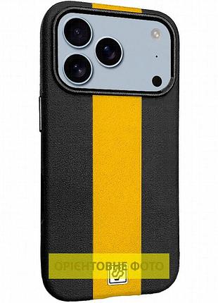 Кожаный чехол rally with magnetic fit для apple iphone 17 air (6.5") black / orange