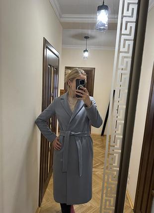 Пальто жіноче шерстяне блакитне 2