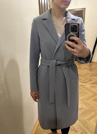 Пальто жіноче шерстяне блакитне