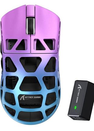 Беспроводная игровая мышь attack shark r3 tri-mode (wired/2.4g/bt5.1) 26000 dpi twilight purple