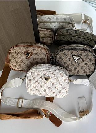 Жіноча сумка guess через плече, бежева, коричнева