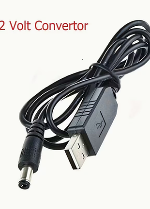 Кабель живлення для роутера usb-a — dc 5.5х2.1 мм з підвищуючим перетворювачем напруги 5v в 12v від повербанка