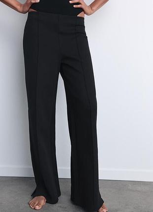 Женские брюки с строчкой посередине и разрезами снизу zara