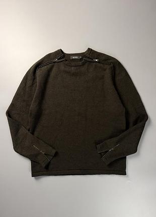 Светр reiss wool blend zippers olive khaki l archive style