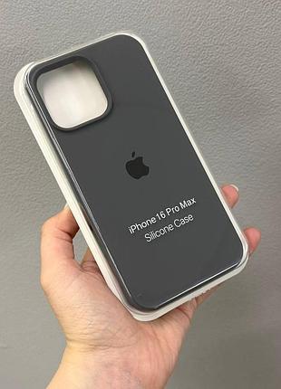 Чехол-накладка с микрофиброй для айфон 16 pro max, чехол silicone case с микрофиброй для iphone 16 про макс (серый)