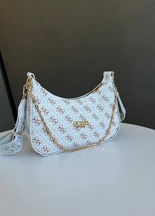 Сумка жіноча guess багет біла з екошкіри