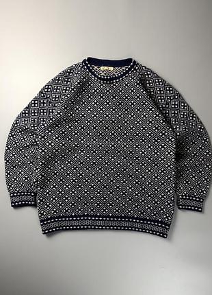 Светр inger wool nordic pattern pure wool vintage made in finland
