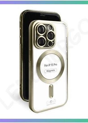 Чехол magsafe для apple iphone 15 pro матовый золотой накладка с защитой камеры для смартфона sku_2710 sku_stcom_2710000297772