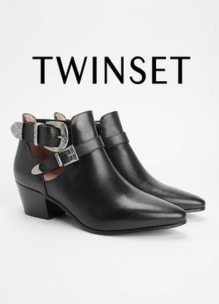 Шкіряні ботильйони козаки twinset з пряжками (37р / 24 см)