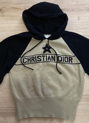Жіноче худі christian dior з короткими рукавами, бежеве з чорним