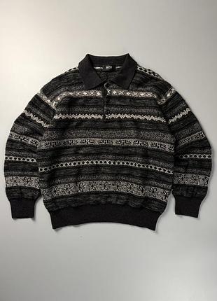 Вінтажний вовняний светр поло hugo boss wool mohair pattern s made in italy