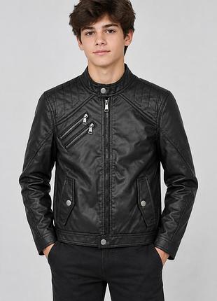 Куртка для підлітків urban republic зі штучної шкіри чорна, розмір xl (зріст 170-176 см)