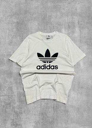 Футболка adidas оригінал біла чоловіча бавовняна кофта адідас трефл з принтом
