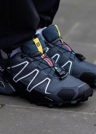 Мужские кроссовки salomon speedcross 3 nd темно серые для бега водостойкие трейловые легкие на лето весну для тренировок саломон