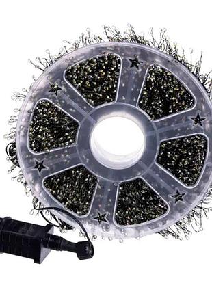 Новорічна гірлянда кімнатна роса хвойна лапа 50 м 1500 led зелений провід синє сяйво d1500l50mgbl