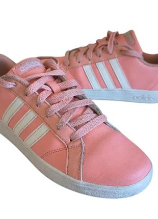 Кожаные розовые кеды кроссовки adidas baseline k (оригинал)